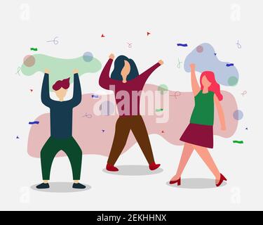 Illustration vector design of people celebrating party Stock Vector