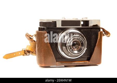 Old camera isolated on white background Stock Photo