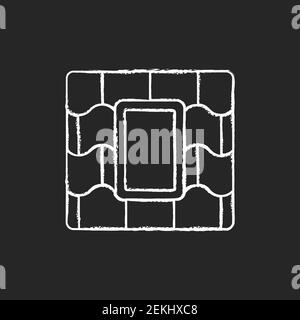 Skylight windows chalk white icon on black background Stock Vector