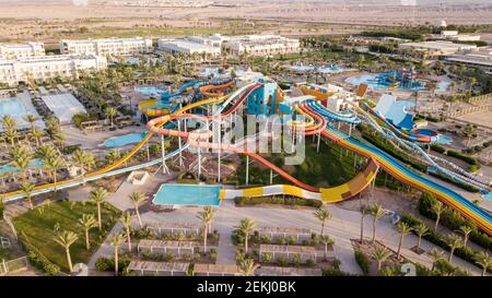 A Dronie Shots Take For Jaz AquaViva Hotel - Hurghada - Egypt Stock Photo