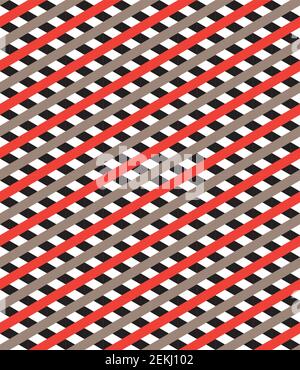 seamless digital fabric design with layered bands of various colors evenly spaced and crossing each other at obtuse angles Stock Vector