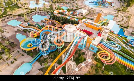 A Dronie Shots Take For Jaz AquaViva Hotel - Hurghada - Egypt Stock Photo