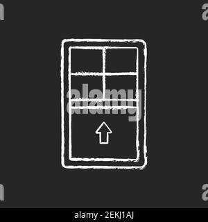 Single-hung windows chalk white icon on black background Stock Vector