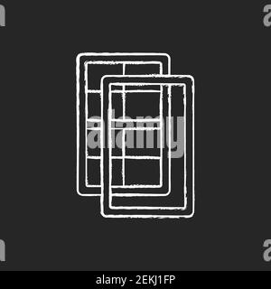 Storm windows chalk white icon on black background Stock Vector