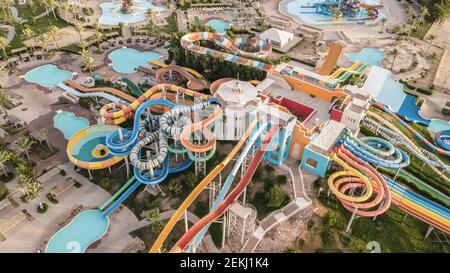 A Dronie Shots Take For Jaz AquaViva Hotel - Hurghada - Egypt Stock Photo