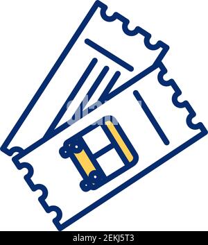 Public transport ticket RGB color icon Stock Vector