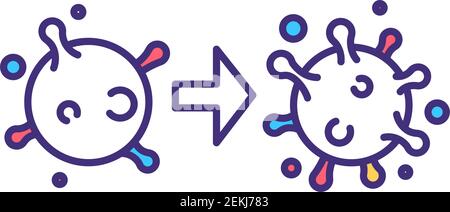 Virus mutation RGB color icon Stock Vector