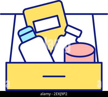General cleaning in bedroom RGB color icon Stock Vector