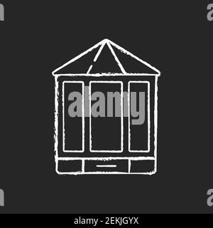 Bay and bow windows chalk white icon on black background Stock Vector