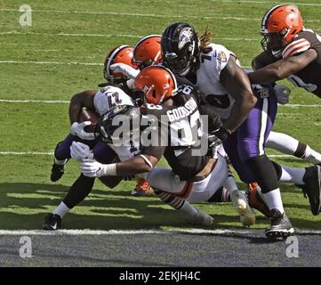 Baltimore Ravens running back J.K. Dobbins (27) celebrates a touchdown  during the first half of an NFL football game against the Pittsburgh  Steelers in Pittsburgh, Sunday, Dec. 11, 2022. (AP Photo/Don Wright