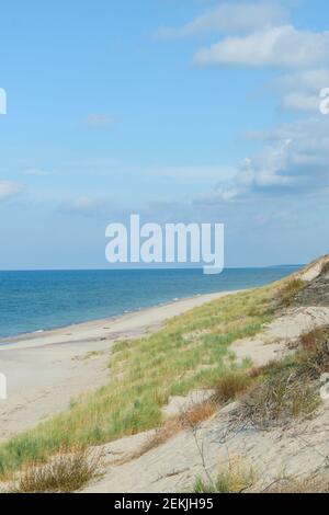 Seashore and white sand dune on Baltic Sea. National Park Curonian Spit. Stock Photo