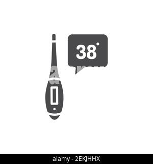 Thermometer measures temperature black glyph icon. Isolated vector element. Outline pictogram for web page, mobile app, promo. Stock Vector