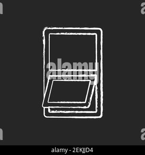 Awning windows chalk white icon on black background Stock Vector
