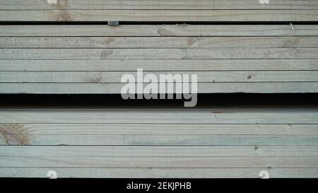 Wood Plank Stack on the Street Stock Photo