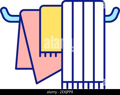 Hanger and towel holder RGB color icon Stock Vector