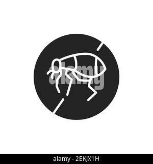 Flea destruction black glyph icon. Isolated vector element. Outline pictogram for web page, mobile app, promo. Stock Vector