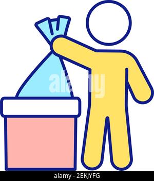 Utilization of rubbish in home blue RGB color icon Stock Vector