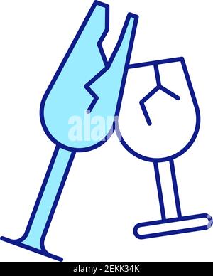 Disposal of garbage in home blue RGB color icon Stock Vector