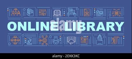 Online library benefits word concepts banner Stock Vector