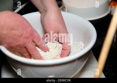 making pizza dough Stock Photo