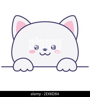 Cute cat with paws. Flat design for poster or t-shirt. Vector illustration Stock Vector