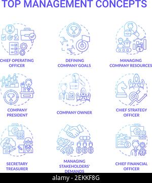 Top management concept icons set Stock Vector