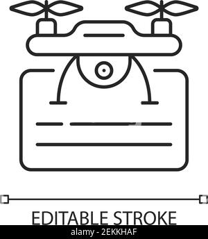 Drone license chalk linear icon Stock Vector