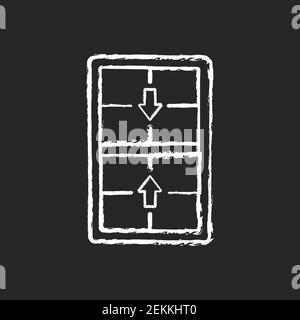 Double-hung windows chalk white icon on black background Stock Vector