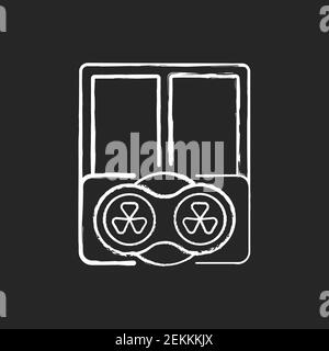 Window fans chalk white icon on black background Stock Vector