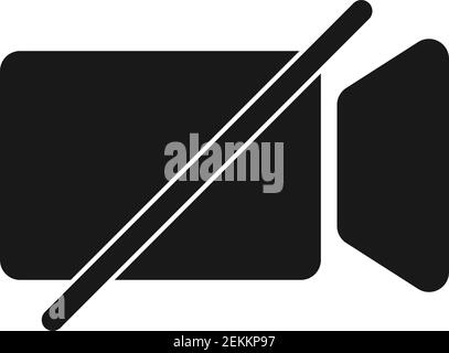 Video camera off symbol for video conferencing concept in silhouette vector icon Stock Vector