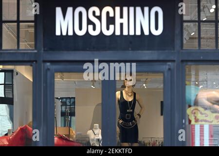 French luxury fashion brand Chloé logo at its retail store in the Soho  neighborhood of New York, NY, February 23, 2021. British and Italian  Fashion Week shows are underway in Europe this