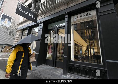 French luxury brand Chanel banner seen outside its retail store in