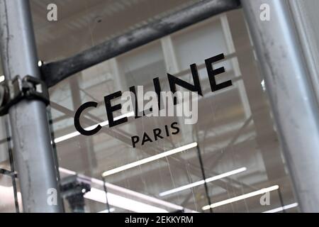 Logo sign of Celine on a wall of an old building located in downtown Bern,  Switzerland, March 2020. French luxury leather brand part of LMVH group  Stock Photo - Alamy