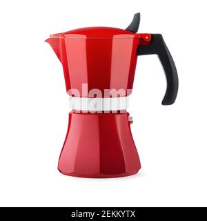 Red coffee maker cane, isolated on white with clipping path Stock Photo