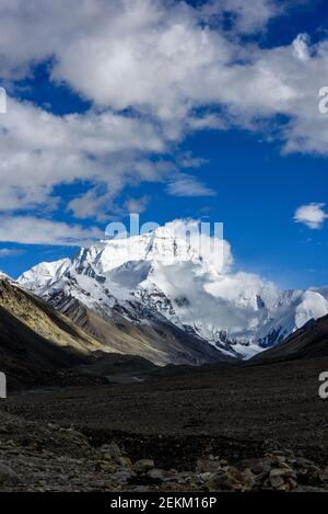 DINGRI, CHINA - AUGUST 26, 2020 - Tourists at the foot of Mount Everest ...