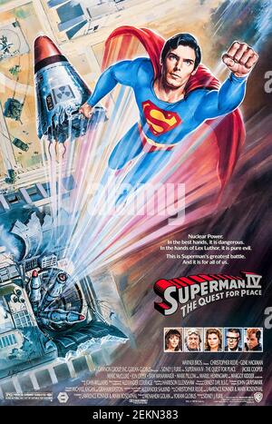 Superman IV: The Quest for Peace (1987) directed by Gary Goddard and starring Christopher Reeve, Gene Hackman and Margot Kidder. The Man of Steel crusades for nuclear disarmament and meets Nuclear Man. Stock Photo