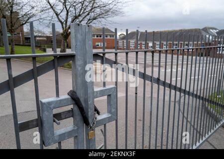 CARDIFF, WALES - FEBRUARY 23: A general view of a closed Whitchurch High School on February 23, 2021 in Cardiff, Wales. Stock Photo