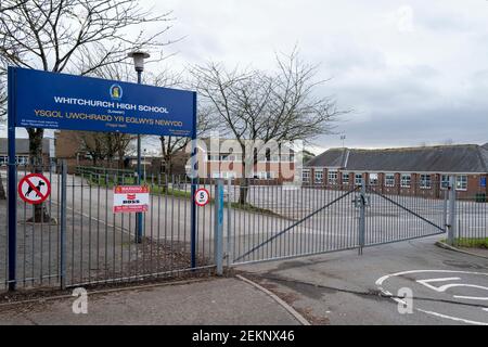 CARDIFF, WALES - FEBRUARY 23: A general view of a closed Whitchurch High School on February 23, 2021 in Cardiff, Wales. Stock Photo