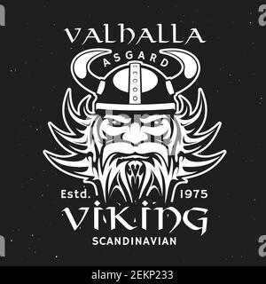 Vikings T Shirt,Ancient Viking Head,Scandinavian Ornament Logo