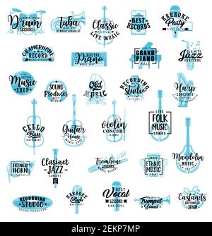 live music lettering with musical instruments Stock Vector Image & Art ...
