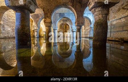 Caceres, Spain - 2018 Nov 12th: Moorish cistern in Caceres.  This building was a mosque under the Muslim rule in Spain Stock Photo