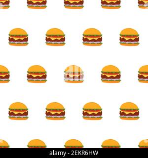 Seamless pattern with hamburger. Fast food background. American food, burger backdrop. Stock Vector