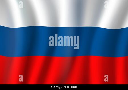 Flag of Russia, 3D realistic wavy banner. Vector Russian national flag, Russian Federation patriotic event symbol of white, blue and red stripes backg Stock Vector