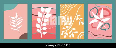 Abstract plant posters set for Stock Vector