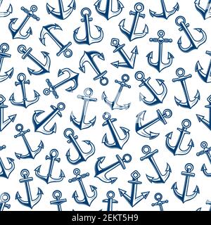 Sea Anchors Vector Seamless Pattern. Different Ship Armature Types
