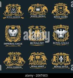 Imperial coat of arms - heraldic royal emblem shield with crown and ...