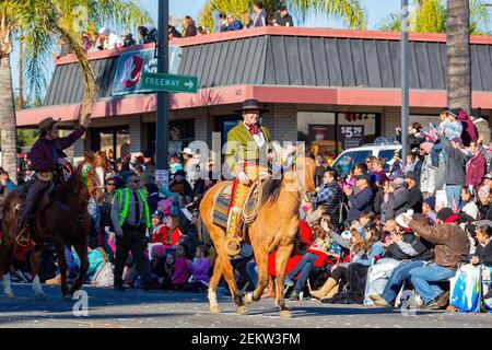 Pasadena, JAN 1, 2016 - Sunny view of the famous Rose Parade Stock Photo