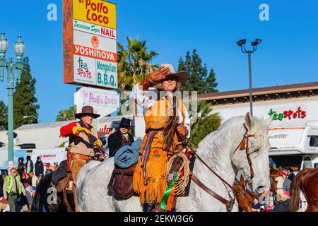 Pasadena, JAN 1, 2016 - Sunny view of the famous Rose Parade Stock Photo