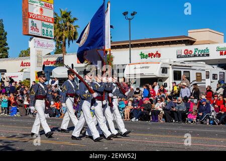 Pasadena, JAN 1, 2016 - Sunny view of the famous Rose Parade Stock Photo