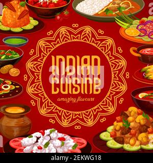 Indian restaurant menu cover, national cuisine food dishes. Vector ...
